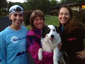Christina, Ann, Ann's dog Zoe and me last Monday night before heading out on an after-dinner trail run.