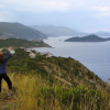 Taylor running a trail on the cliffs overlooking Dubrovnik, Croatia