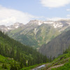 This is looking back at the San Sophia Range above Telluride. Garett and other runners will traverse trecherous single track up there before dropping into Telluride.