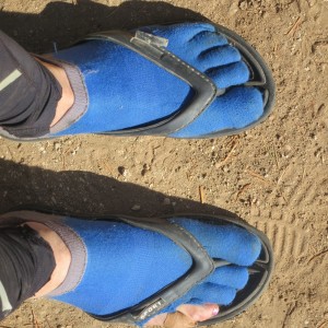 Lynne's footwear during the long stage.