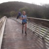 That's me crossing the bridge to the Muir Beach Aid Station for a final time, around Mile 36. (Photo by Rick Gaston)