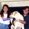 Morgan and me with our dog in our new house, late 1995, when I was 26 and he had just turned 29.