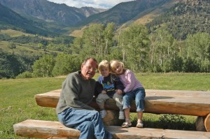 My dad with my son and daughter ten years ago in Telluride.