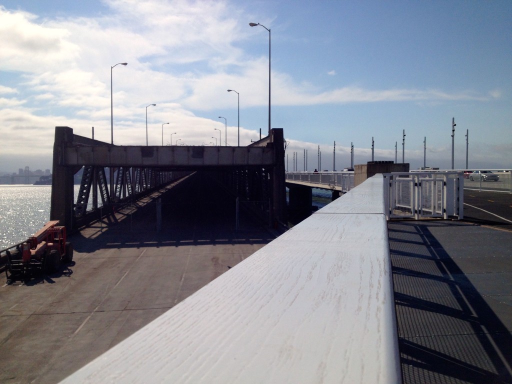 At Mile 2, the old bridge stops abruptly in front of the new ramp to the new bridge. 