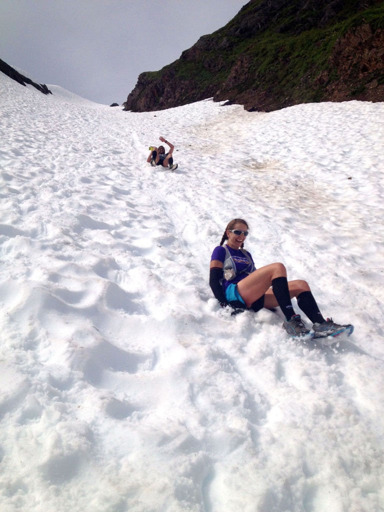 Getting down a mountain in Alaska by the seat of my pants.