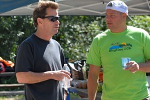 Adam Ray, left, RD'ing at a past Skyline 50K with one of his buddies.