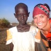 Stephanie with a girl who started running with her on a run.