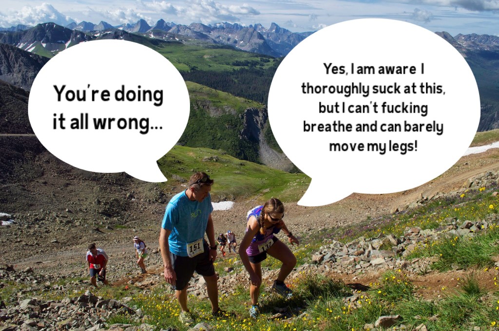 Approaching the summit of the Kendall Mountain Run in Silverton.