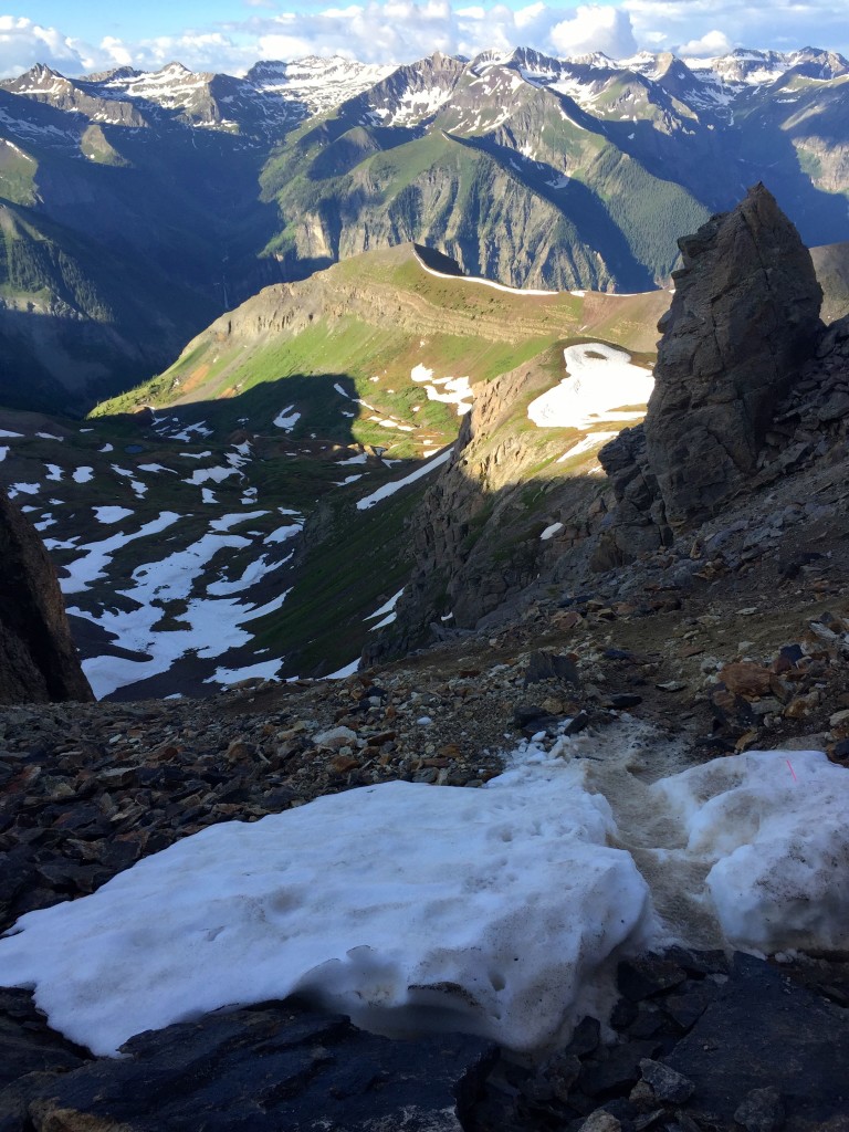 The plunge on the backside of Virginius that we had to go down. It's about 5 miles to Telluride from here.