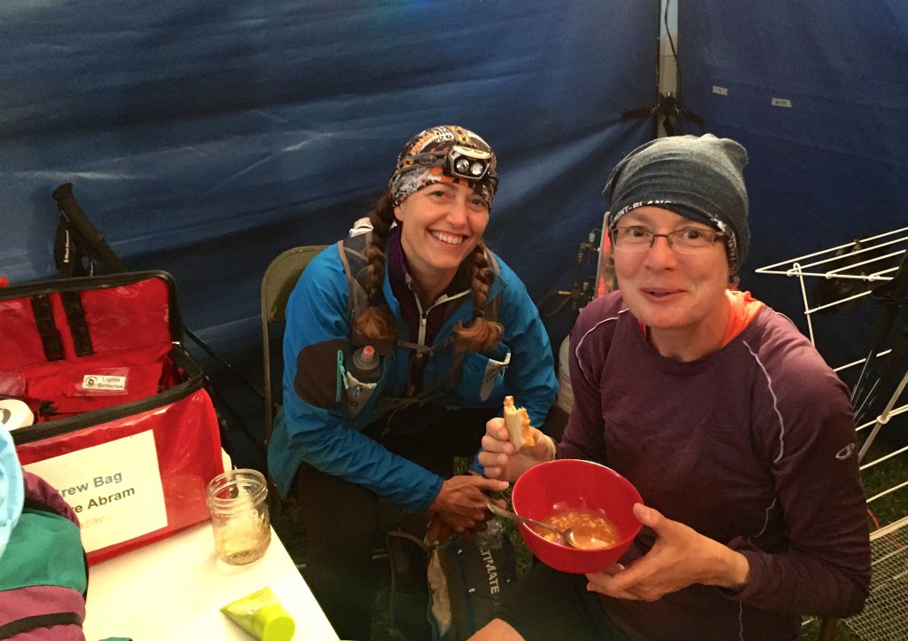 Getting Clare some food in Ouray, which was mile 56 in the 100-mile loop.