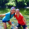 Clare and me cooling off in the river during the Western States Memorial Weekend training run. This is the river we'll cross at Mile 78, probably around 10:30 - 11 p.m. Saturday night.