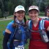 This pic of me with my friend Yitka, at the Telluride Mountain Run start, shows my folded-up trekking pole held through the two loops on the side of the UD Adventure Vesta.