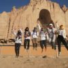 Some of the women participants trained and encouraged by Free to Run in the 2016 Marathon of Afghanistan, which also held a 10K that many girls and women ran. The marathon, started in 2015, took pace in the relatively peaceful region of Bamian, famous for 6th-century giant Buddha statues that the Taliban destroyed in 2001, leaving hollowed-out formations like the one pictured here.