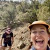 Hiking up a steep rocky stretch in the final segment of the route